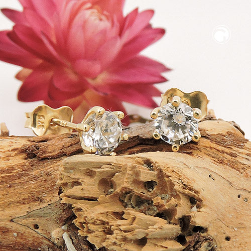 Stud earrings 5mm zirconia 9Kt GOLD