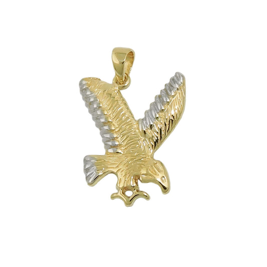 Pendant 20x16mm eagle bicolor rhodium-plated shiny 9Kt GOLD