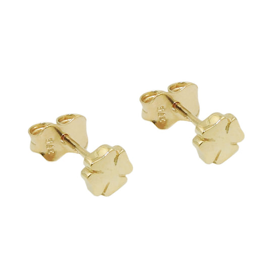 Stud earring 5mm clover leaf shiny 9Kt GOLD