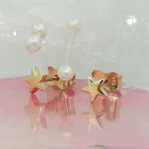 Stud earring 5mm star shiny 9Kt GOLD