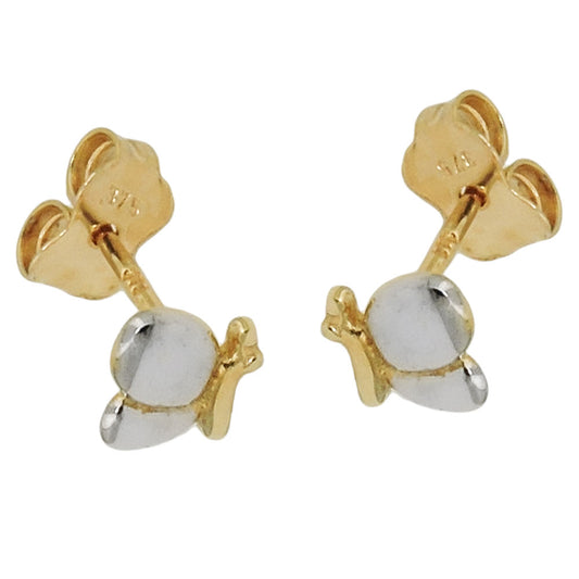 Stud earring 6x5mm butterfly bicolor shiny 9Kt GOLD
