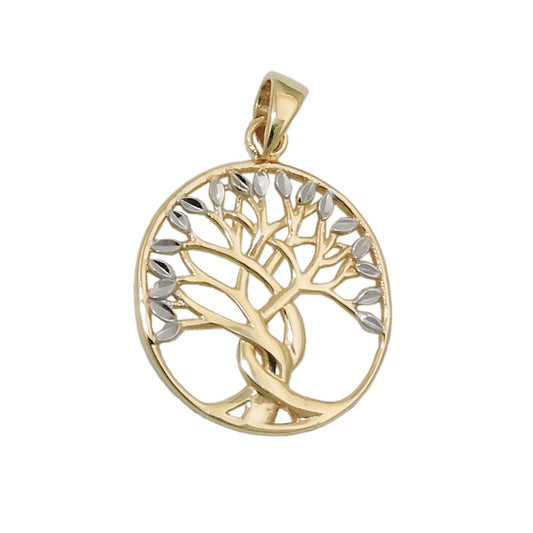 Pendant 17x16mm Tree of Life bicolor 9Kt GOLD
