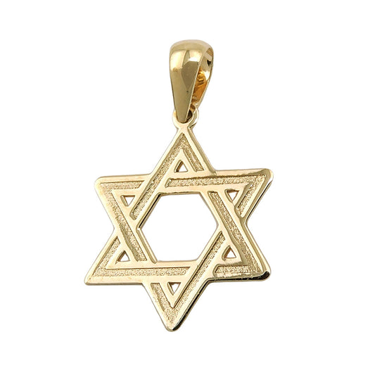 Pendant 11mm David Star shiny 9Kt GOLD