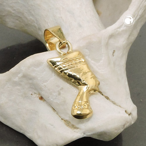 Pendant 11x6mm Nefertiti shiny 9Kt GOLD