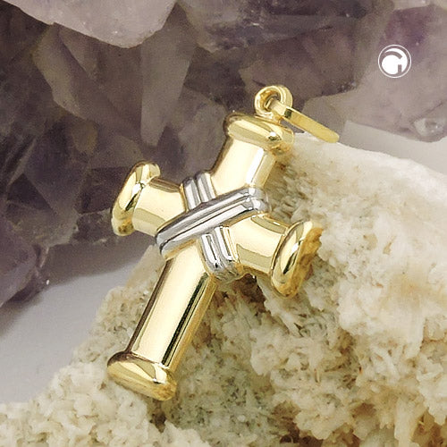 Pendant 20x15mm cross bicolor 9Kt GOLD