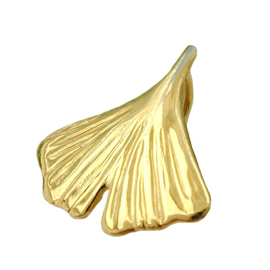 Pendant 12mm ginkgo leaf shiny 9Kt GOLD
