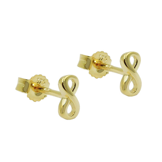 Stud earring 6x3mm infinity shiny GOLD 18Kt