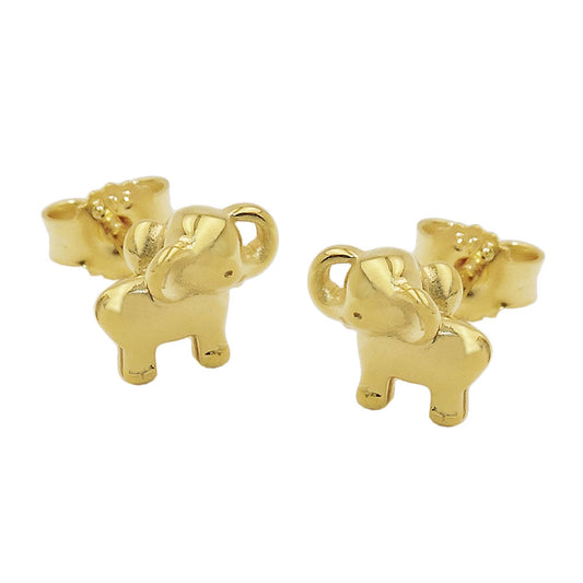 Stud earring 6x7mm small elephant shiny 9Kt GOLD