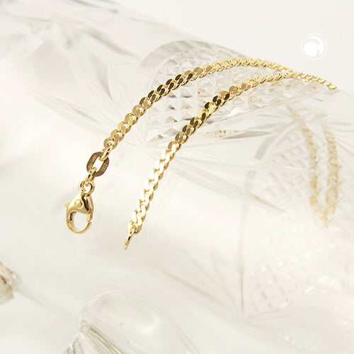 Armband 2,4mm Flachpanzer glänzend 14Kt GOLD 18,5cm