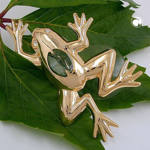 Suncatcher „87×48 mm Frosch mit Glas-Stein“ – goldglänzend & verspielt