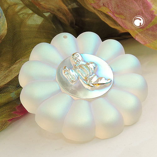 Fensterschmuck „60 mm Blume aus Glas mattiert mit Gespenst & AB-Effekt“ – schimmernd & verspielt