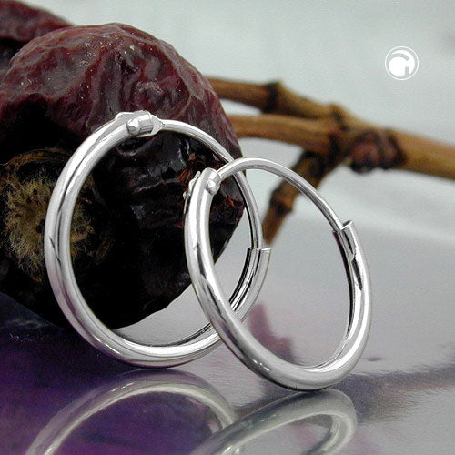 Creole 13mm wire creole with plug closure shiny silver 925