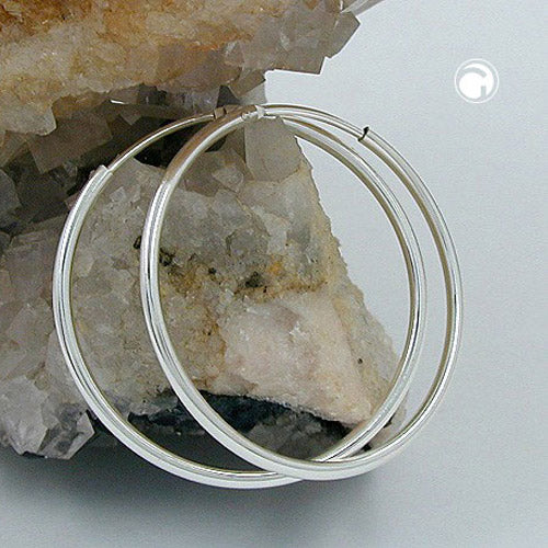 Creole 30mm wire creole with plug closure shiny silver 925