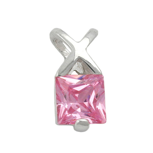 Pendant 13x6mm zirconia pink silver 925