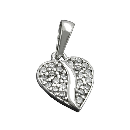 Pendant 10mm heart with zirconias rhodium-plated silver 925