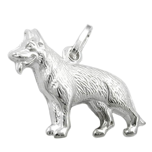 Pendant 14x20mm German Shepherd shiny silver 925