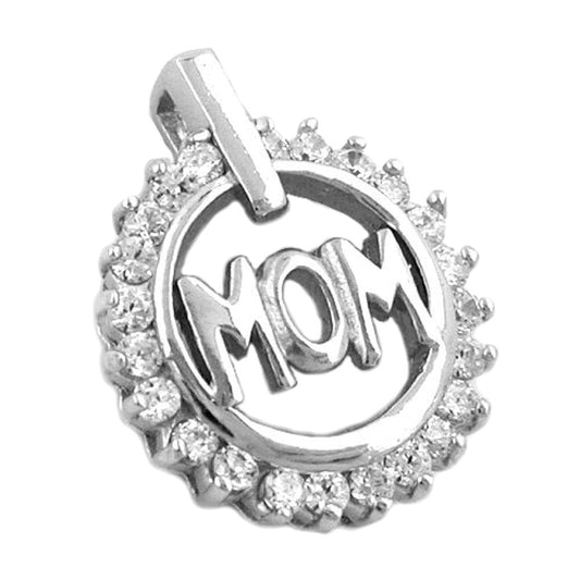 Pendant 17x14mm MOM with 23 zirconias rhodium-plated silver 925