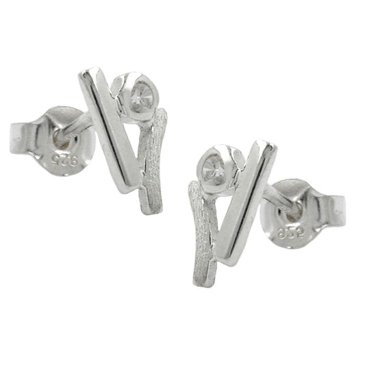 Stud earrings 10x5.5mm zirconia matt-shiny silver 925
