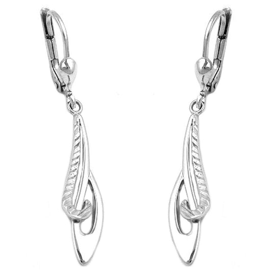 Ear leverback earrings earrings 42x7mm patterned rhodium-plated silver 925