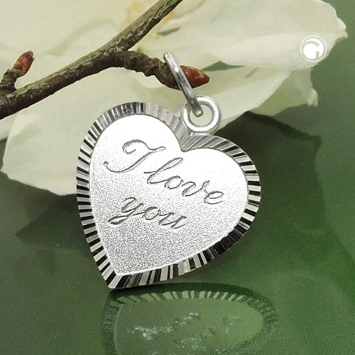 Pendant 20x17mm heart with engraving -I love you- silver 925
