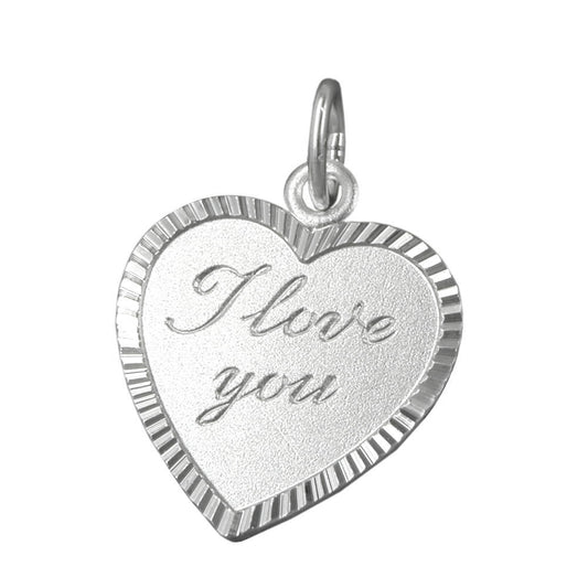 Pendant 20x17mm heart with engraving -I love you- silver 925
