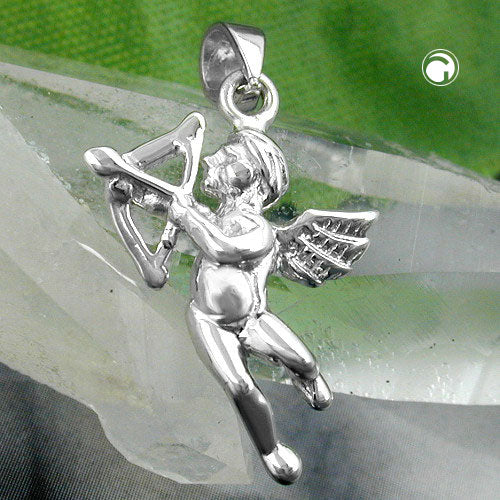 Pendant 20x14mm angel rhodium-plated silver 925