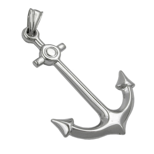 Pendant 36x25mm large anchor rhodium-plated silver 925