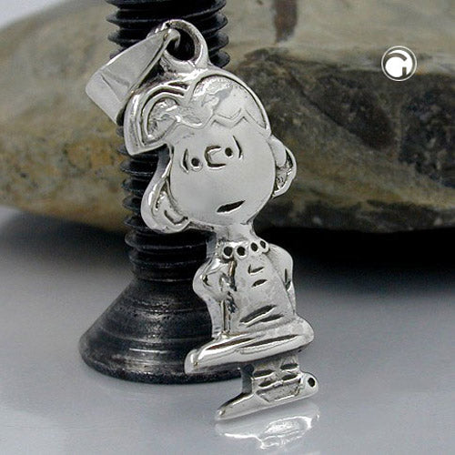 Pendant 25x11mm little girl rhodium-plated silver 925