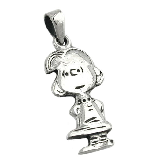 Pendant 25x11mm little girl rhodium-plated silver 925