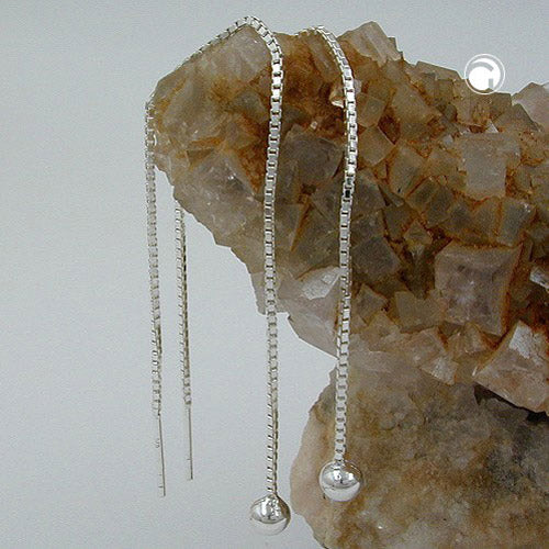 Pull-through earring 110x4mm Venetian chain with ball silver 925