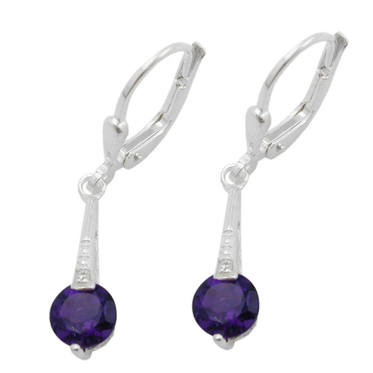 Ear clip earrings 29x5mm synthetic amethyst with zirconia silver 925