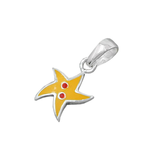 Pendant 15x10mm star yellow red lacquered silver 925