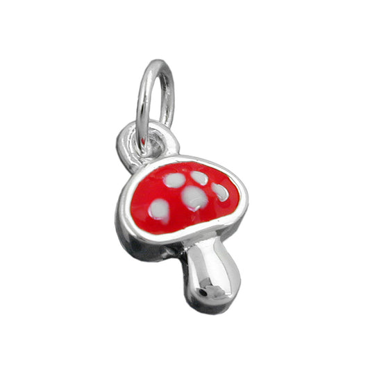 Pendant 12x8mm fly agaric red-white lacquered silver 925