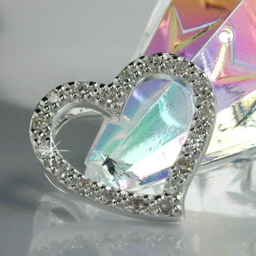 Pendant 14x16mm heart with zirconias silver 925