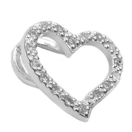 Pendant 14x16mm heart with zirconias silver 925