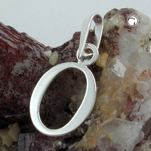 Pendant 12x8mm letter O shiny silver 925