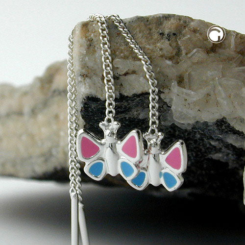 Pull-through earring 62x8mm butterfly colored lacquered silver 925