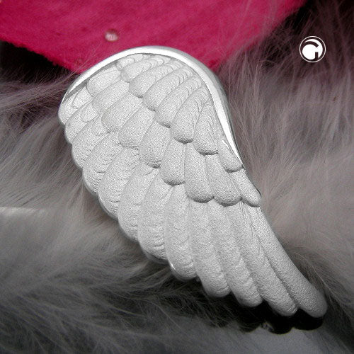 Pendant 28x14mm angel wings matt silver 925