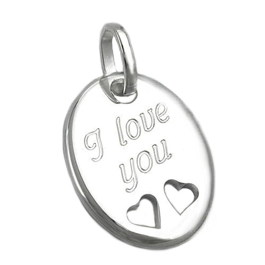 Pendant 21x17mm with engraving -I love you- Silver 925