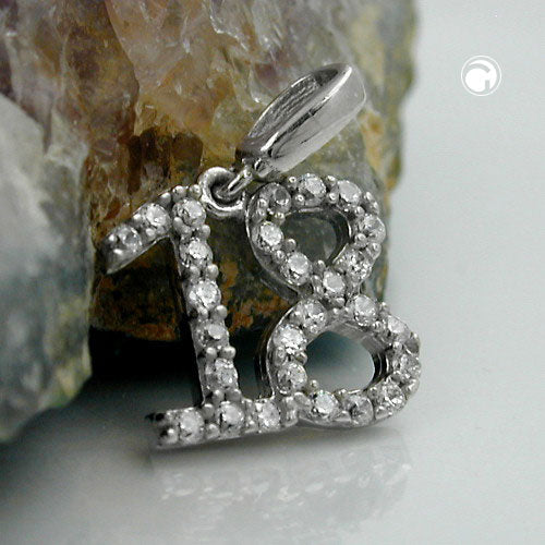 Pendant 10x11mm number 18 rhodium-plated silver 925