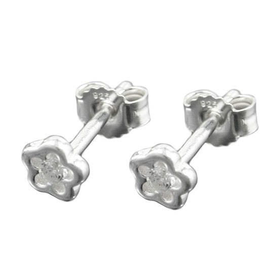 Stud earring 5mm children's earring flower with zirconia silver 925