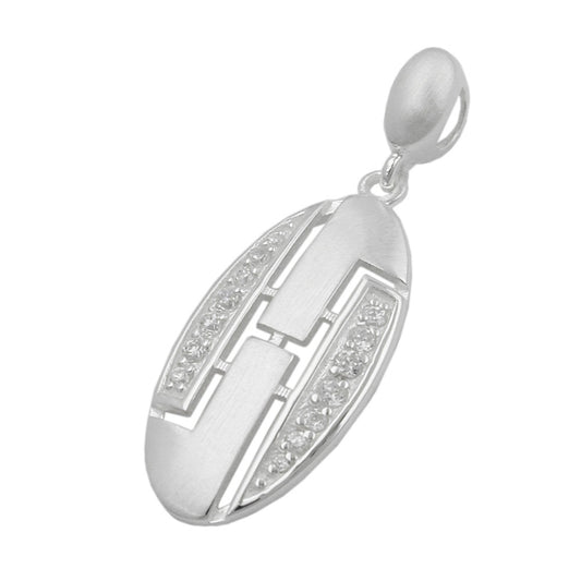 Pendant 26x12mm zirconia white matted silver 925