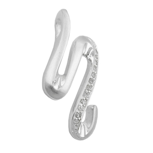 Pendant 30x15mm with zirconias matt-glossy silver 925