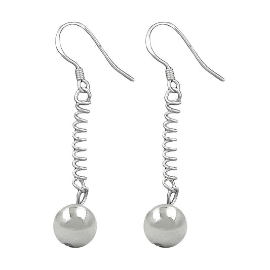 Ear hooks 45x8mm with ball and spring rhodium-plated silver 925