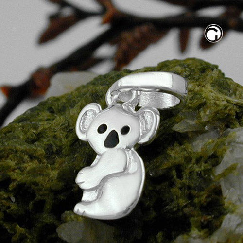 Koala bear pendant 13x7mm black lacquered silver 925