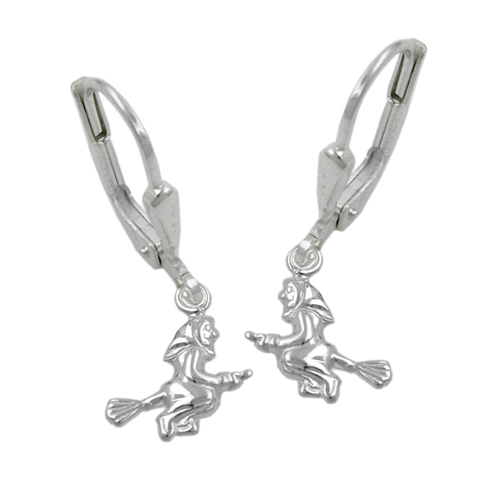 Ear leverback earrings earrings 23x9mm witch shiny silver 925