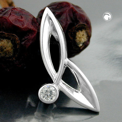 Pendant 26.5x12mm zirconia shiny silver 925