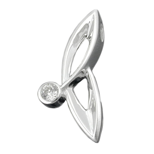 Pendant 26.5x12mm zirconia shiny silver 925