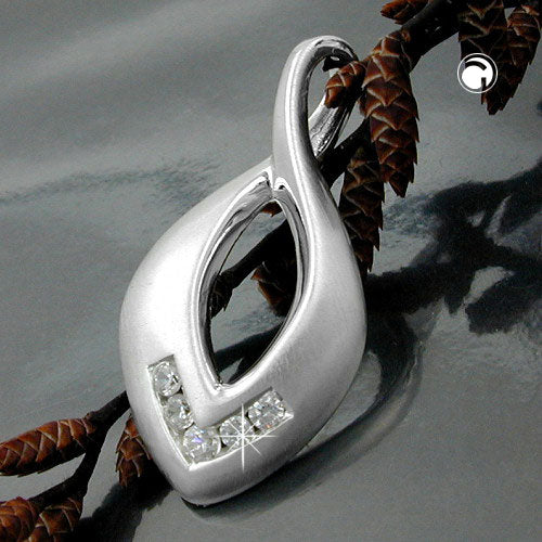 Pendant 26x13mm with 5 zirconias matt silver 925