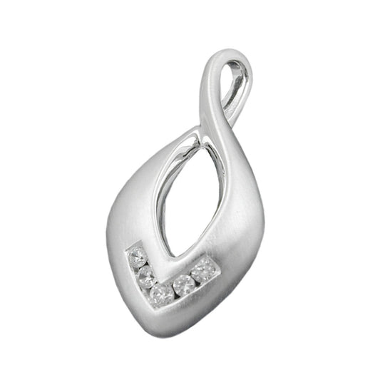 Pendant 26x13mm with 5 zirconias matt silver 925